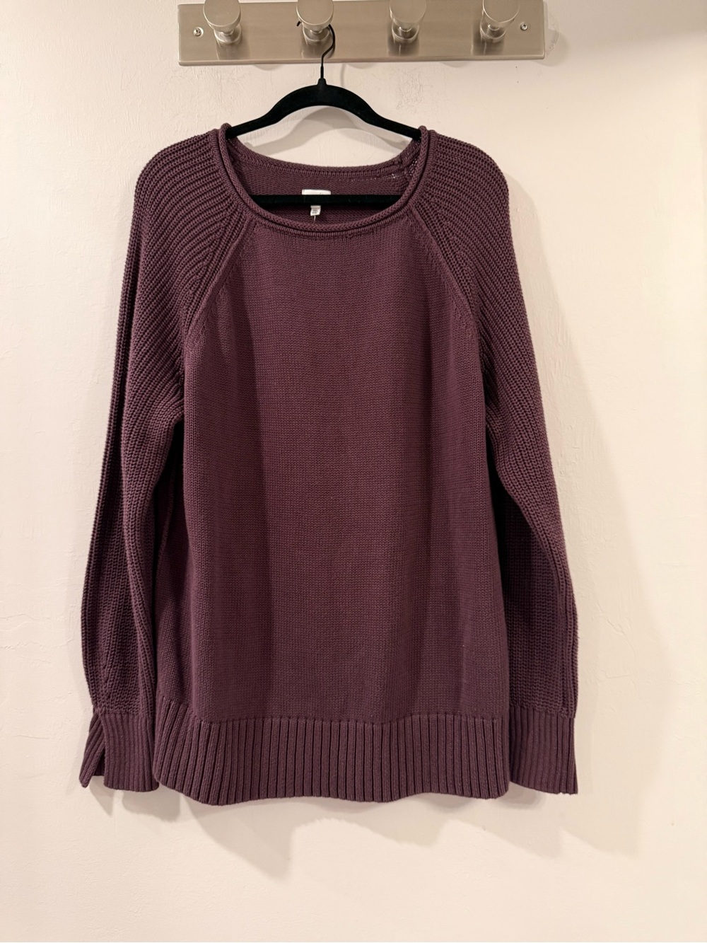 Aerie Women's S Plum Purple Raglan Knit Sweater Thumbhole Cuffs Cozy Pullover